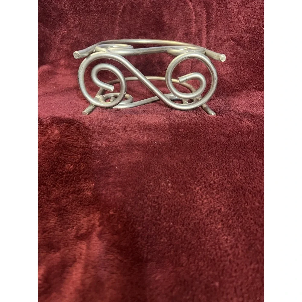 Heavy Metal Napkin Holder - 6in x 5in - Silverish Swirl‎ Design (1879)
